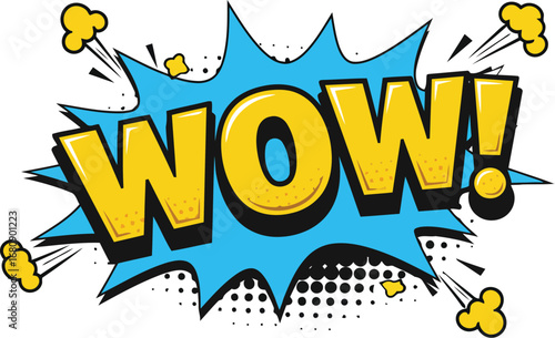 Wow comic book explosion excitement surprise pop art