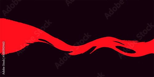 Vector art of a woman with red lips is a colorful silhouette with a flowing fire and wave pattern