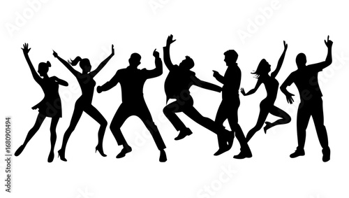 Energetic male dancers in dynamic poses silhouette