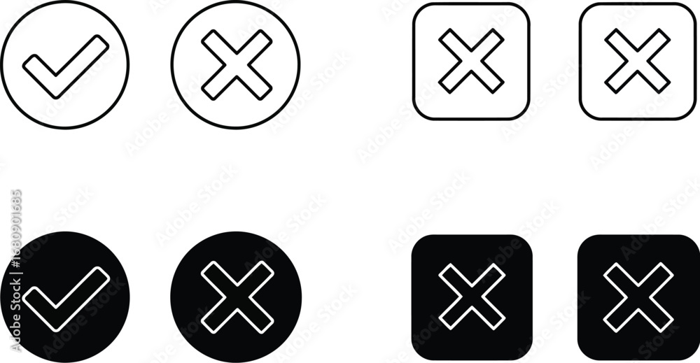 Fotografie Check mark cross icons yes no correct incorrect options