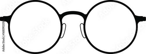 Round vintage eyeglasses black metal frame clear lenses