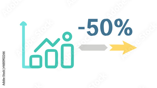 Growth chart with negative percentage and arrow graph