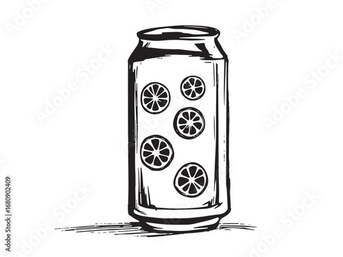 Orange soda Line Art Illustration