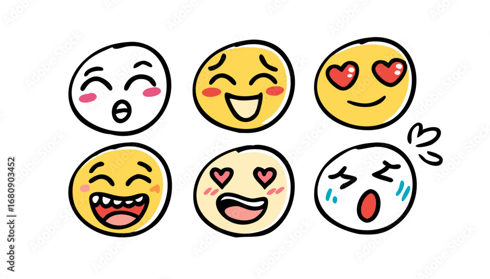 Fototapeta premium Happy laughing loving emojis hearts