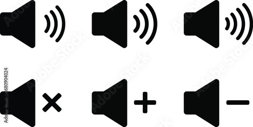 Volume control icons mute low high max sound