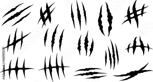 set of Claws scratches icon, Claw marks, Talons cuts animal cat, dog, tiger, lion, Vector illustration
