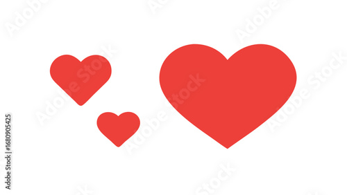 Red hearts on white background love symbol