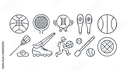 Sports and activity icons basketball tennis racket
