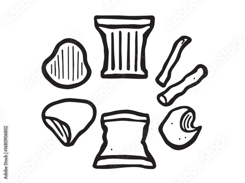 Potato chips Line Art Illustration