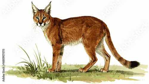 Desert Whisper caracal cat isolated watercolor vector illustration svg
