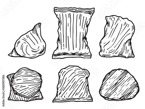 Potato chips Line Art Illustration