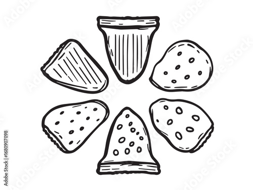 Potato chips Line Art Illustration