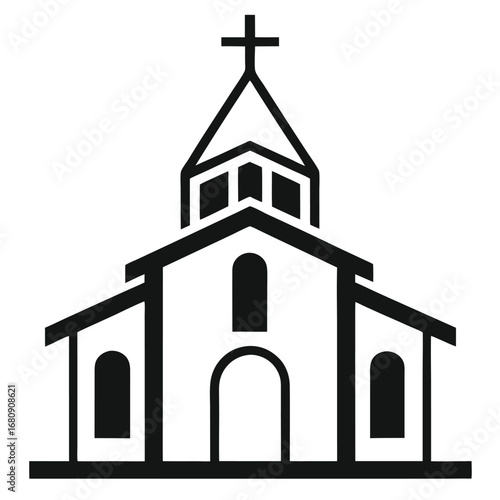 Christian Church with Cross Icon