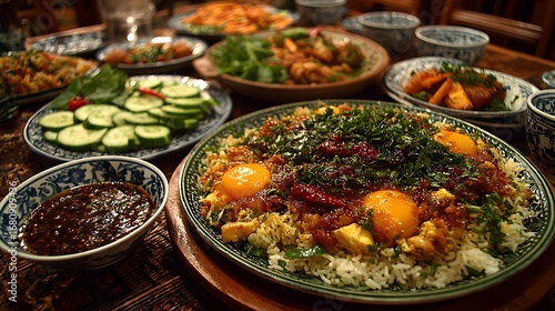 Wallpaper Mural Savory fried rice served on rustic platter high resolution picture Torontodigital.ca