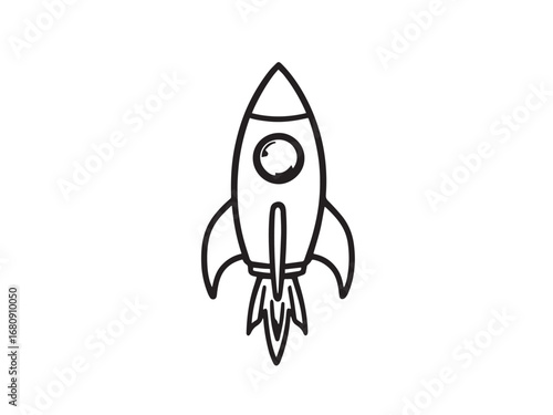 rocket ship Line Art Illustration