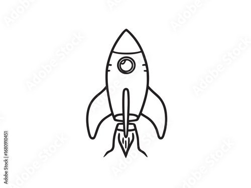 rocket ship Line Art Illustration
