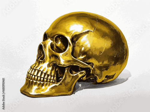 Gilded Memento Mori golden skull isolated watercolor vector illustration svg