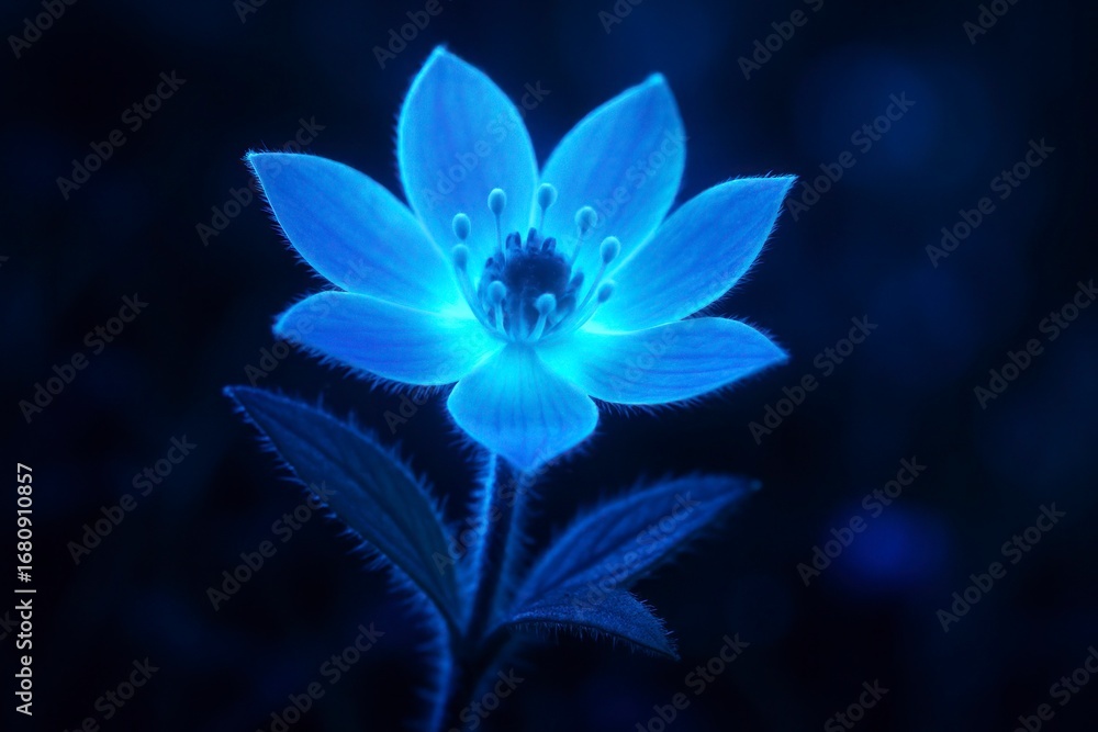 Fototapeta premium Glowing Alpine Flower Macro in Darkness