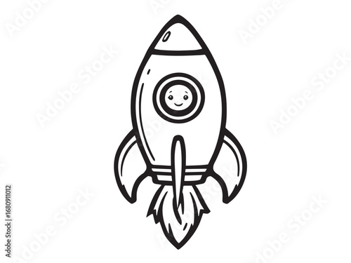 rocket ship Line Art Illustration