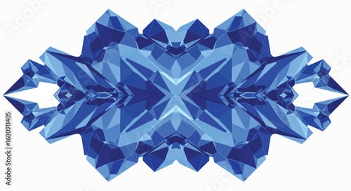 Abstract crystal formation geometric polygonal shapes blue color scheme symmetrical pattern modern art