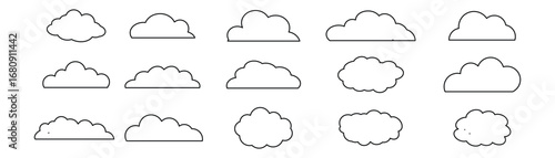 clouds lines icon collection. Set of Cloud Icons vector illustration.