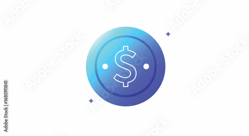 Single coin gradient style dollar sign currency symbol finance concept high quality professional