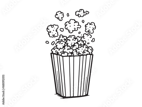 Salted popcorn Line Art Illustration
