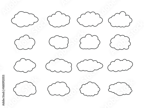 clouds lines icon collection. Set of Cloud Icons vector illustration.