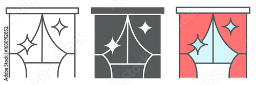 Curtain cleaning line icon, dry cleaning and wash, curtain sign vector graphics, editable stroke linear icon, eps 10