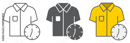 Express dry cleaning line icon, dry cleaning and wash, shirt with clock sign vector graphics, editable stroke linear icon, eps 10