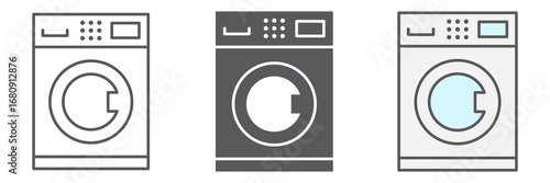 Self service laundry line icon, dry cleaning and wash, washing machine sign vector graphics, editable stroke linear icon, eps 10