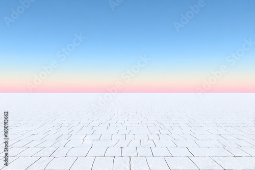 Empty white paved area under pastel sky