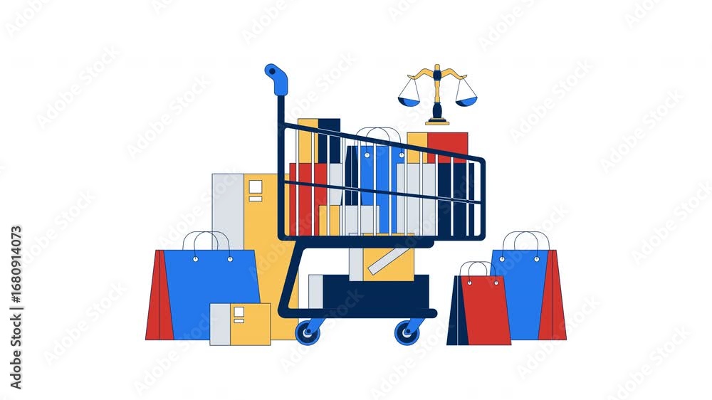 Consumer rights 2D animation. Legal protection in shopping. E-commerce ...