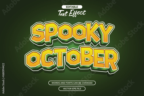 Spooky october editable text effect with glossy effect and with comic text style