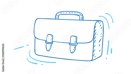 Blue briefcase doodle luggage travel