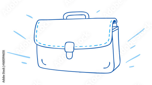 Blue briefcase doodle with light blue accents business