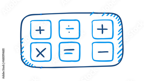 Blue calculator buttons doodle math symbols