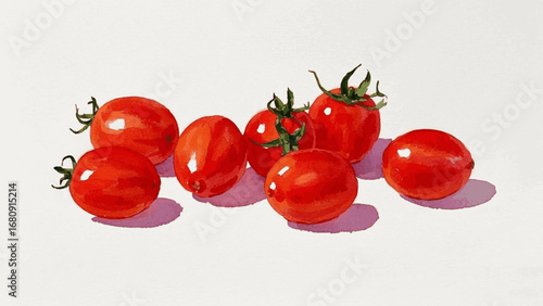 Scarlet Ripe Cherry tomato isolated watercolor vector illustration svg