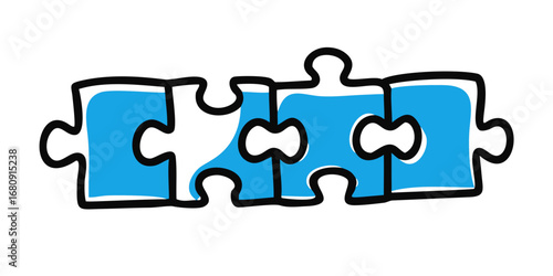 Blue puzzle pieces forming letters word