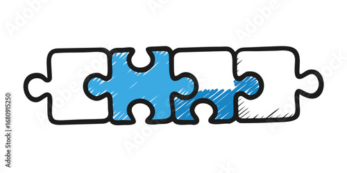 Blue puzzle pieces connected black