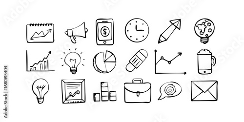 Business and Finance Icons hand drawn doodle