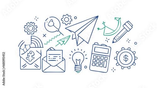 Business concept doodles finance strategy