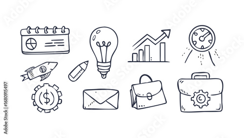 Business Doodle Icons finance calendar