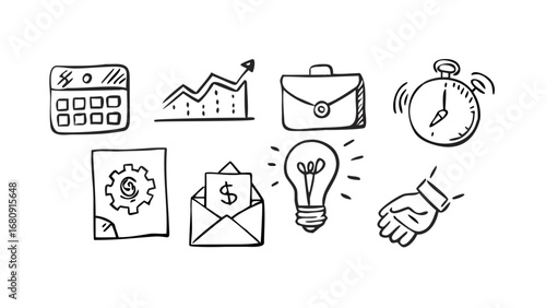 Business Icons Doodle Collection finance growth