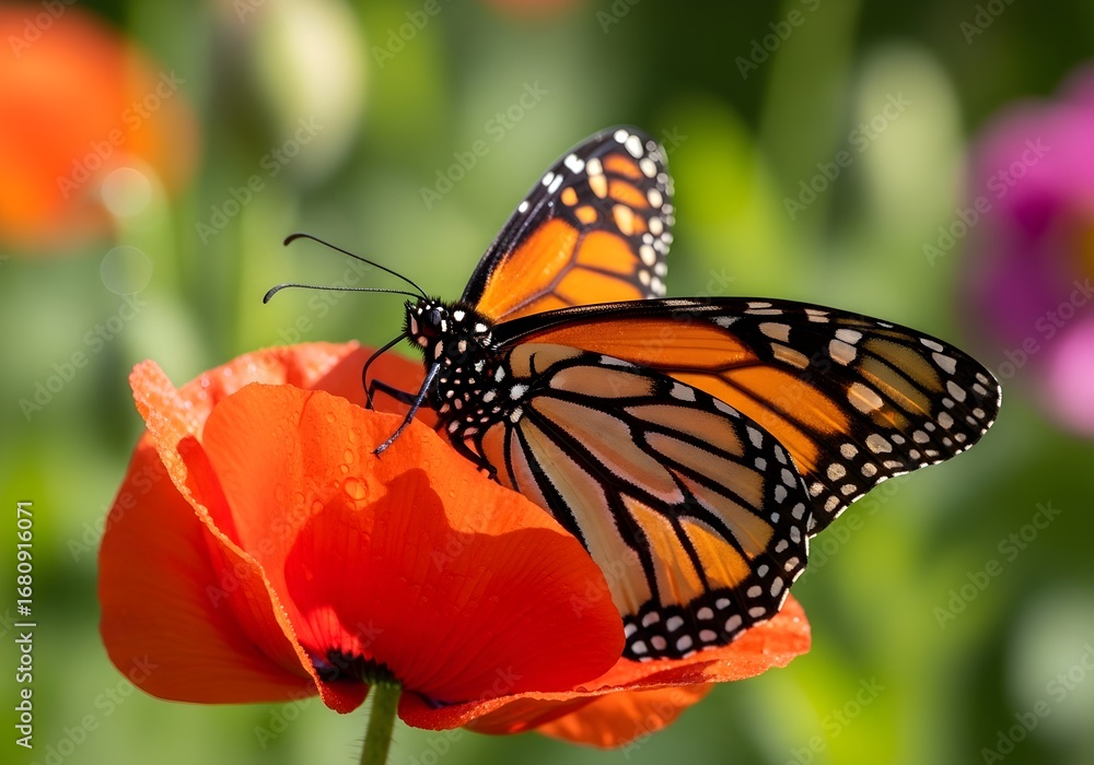 Fototapeta premium Monarch Butterfly on Poppy