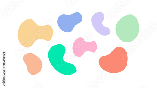 Colorful abstract organic shapes blobs pastel colors