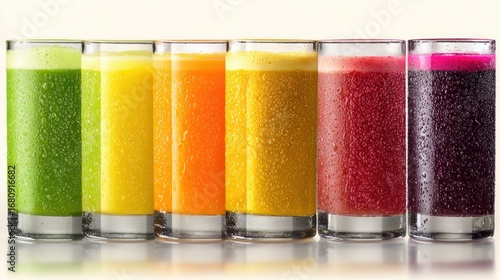 Colorful fruit juices in glasses