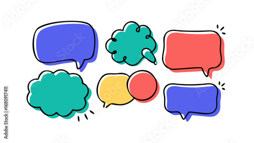Colorful doodle speech bubbles communication conversation