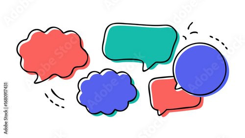 Colorful Doodle Speech Bubbles communication conversation