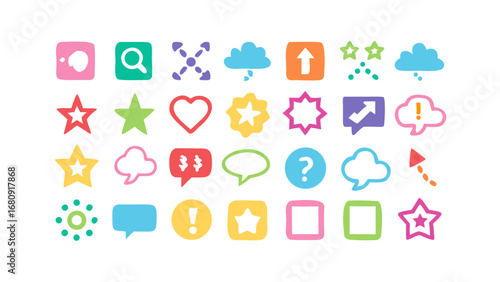 Colorful Hand Drawn Icons Collection symbols shapes